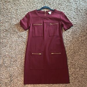 J. Crew Red Sheath Dress Short Sleeve Crew Neck - 00